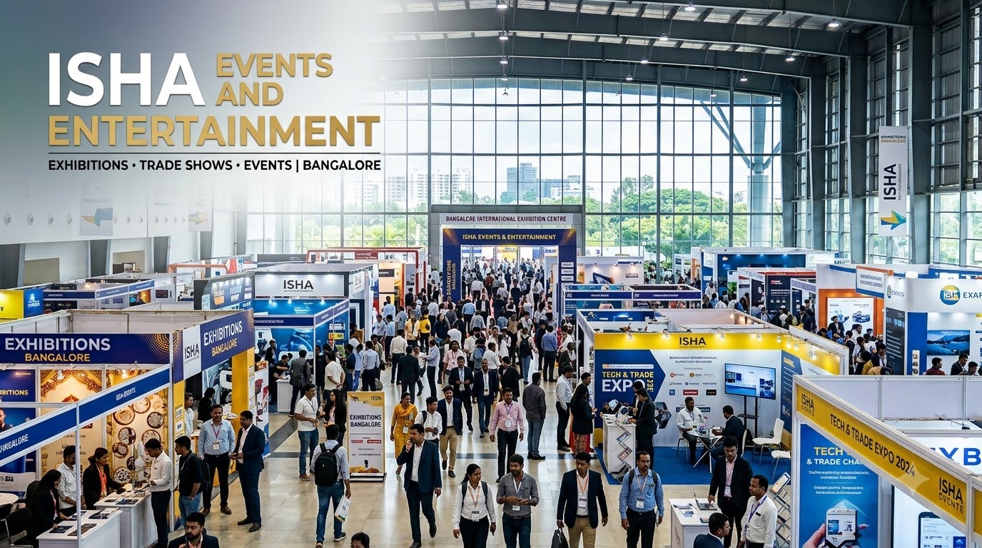 Bangalore serves as India’s central hub for international trade expos, technology summits, and industrial conventions. With world-class exhibition grounds hosting major B2B trade shows and B2C consumer fairs, commanding the attention of trade delegates, corporate buyers, and investors is essential for maximum ROI. A successful Exhibitions in Bangalore presence requires more than an off-the-shelf booth; it demands bespoke 3D stall architecture, eye-catching interactive tech displays, high-definition audio-visual rigging, and seamless booth visitor management.At ISHA Events and Entertainment, we provide end-to-end exhibition stall design, fabrication, and complete trade show management services engineered to make your brand the focal point of any convention floor across Bengaluru.The Strategic Importance of Exhibition & Trade Show MarketingTrade exhibitions provide a condensed platform to connect directly with decision-makers actively looking for new vendors, partners, and solutions. A professionally engineered expo booth delivers key advantages:Instant Visual Distinction: In massive exhibition halls packed with hundreds of competitors, custom elevated fascia, 3D illuminated branding, and LED video walls make your booth immediately identifiable from aisle to aisle.Optimized Buyer Engagement: Well-planned zoning—including dedicated product demonstration pods, interactive touchscreen kiosks, and private B2B meeting lounges—keeps prospective buyers inside your booth longer.Accelerated Deal Flow & Lead Capture: High-tech lead capture systems, interactive digital brochures, and product sample displays convert passing hall traffic into qualified business pipelines.Turnkey Logistical Peace of Mind: Complete management of venue approvals, electrical load clearances, material rigging, overnight fabrication, and dismantling allows your sales team to focus entirely on closing deals.Full-Service Exhibition Solutions by ISHA EventsISHA Events and Entertainment manages every phase of the exhibition lifecycle, from initial concept renders to on-ground show execution:1. Custom 3D Stall Design & FabricationBespoke wooden, modular, and hybrid stalls designed in high-resolution 3D CAD/3ds Max renders for complete visualization before build.Raised wooden platform flooring with premium vinyl/carpet finishes, acrylic displays, high-gloss laminate paneling, and custom display counters.2. High-Tech AV & Interactive Digital DisplaysUltra-thin P2/P2.5 indoor LED video displays for product showreels, UI/UX software demonstrations, and corporate keynotes.Interactive multi-touch tables, iPad stands for digital lead collection, and VR/AR immersive experience pods.3. Lighting & Rigging EngineeringOverhead truss rigging, warm/white LED spot arrays, concealed warm-glow shelf strip lighting, and focus framing to highlight featured products.4. Booth Hostesses, Staffing & HospitalityMultilingual corporate booth hostesses, trained lead-generation promoters, emcees for hourly product quizzes, and private lounge catering coordination.Exhibition Booth Formats We Design & BuildBooth ConfigurationTypical SizesIdeal Use Case & StrategyIsland Booths (4-Side Open)36 sq.m to 200+ sq.mMaximum visibility, high-level corporate presence, multi-station product zonesPeninsula Booths (3-Side Open)24 sq.m to 72 sq.mHigh visitor flow, grand entrance framing, prominent B2B networking loungeCorner Booths (2-Side Open)18 sq.m to 36 sq.mCorner aisle prominence, dual-entry visitor capture, interactive demo podsRow/Inline Custom Stalls9 sq.m to 18 sq.mCost-effective custom wooden build with elevated fascia and integrated LED screensMajor Exhibition & Convention Venues in BangaloreWe handle turnkey stall fabrication, logistics, and on-site assembly across all major convention centers in Bengaluru:Bangalore International Exhibition Centre (BIEC) – Tumkur Road: India’s premier exhibition destination for large-scale industrial, machinery, and tech expos.Karnataka Trade Promotion Organisation (KTPO) – Whitefield: Heart of Bangalore's IT corridor, ideal for electronics, SaaS, and B2B trade shows.Palace Grounds (Tripura Vasini, Gayatri Vihar, Princess Shrine): Centrally located heritage venue for consumer lifestyle expos, property fairs, and jewelry exhibitions.Manpho Convention Centre & Clarks Exotica: Top venues for corporate conventions, pharmaceutical expos, and industry trade meets.Frequently Asked Questions (FAQs)What services are included in your exhibition management package in Bangalore?Our end-to-end exhibition service covers custom 3D stall design, material fabrication, electrical and lighting installations, AV screen rentals, furniture and lounge setups, graphic printing and mounting, on-ground technical support during expo days, and post-event dismantling.How far in advance should we finalize our exhibition stall design?We recommend starting the 3D design and engineering process 3 to 6 weeks prior to the trade show. This ensures adequate time for 3D render revisions, organizer layout approvals, electrical load permissions, and workshop pre-fabrication.Can ISHA Events manage stall setup within tight venue handover windows?Yes. Our fabrication teams operate 24/7 during official venue possession windows (often 24 to 48 hours before show opening), ensuring flawless structural assembly, paint finishing, graphic mounting, and electrical testing before the exhibition opens.Do you provide support with organizer permissions and technical clearances?Yes. We handle structural safety certifications, mezzanine load calculations (if applicable), temporary electrical load applications, and stall layout submissions directly with the trade show organizers and venue authorities.Can you build custom stalls for small 9 sq.m or 18 sq.m shell scheme spaces?Yes. We convert standard, generic shell scheme spaces into eye-catching custom wooden setups with specialized lighting, branded raised flooring, customized display shelves, and integrated video screens to maximize small booth footprints.Dominate the Trade Show Floor with ISHA Events and EntertainmentTransform your expo booth into a high-converting brand destination that commands attention and drives tangible business growth.Contact ISHA Events and Entertainment today to design and execute your next Exhibitions stall in Bangalore.